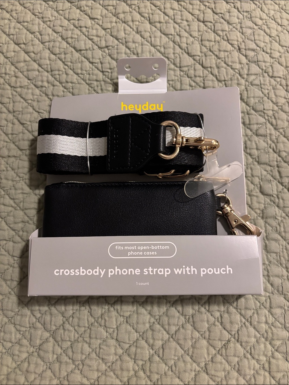 Heyday Black Crossbody Phone Strap with Pouch (NEW)